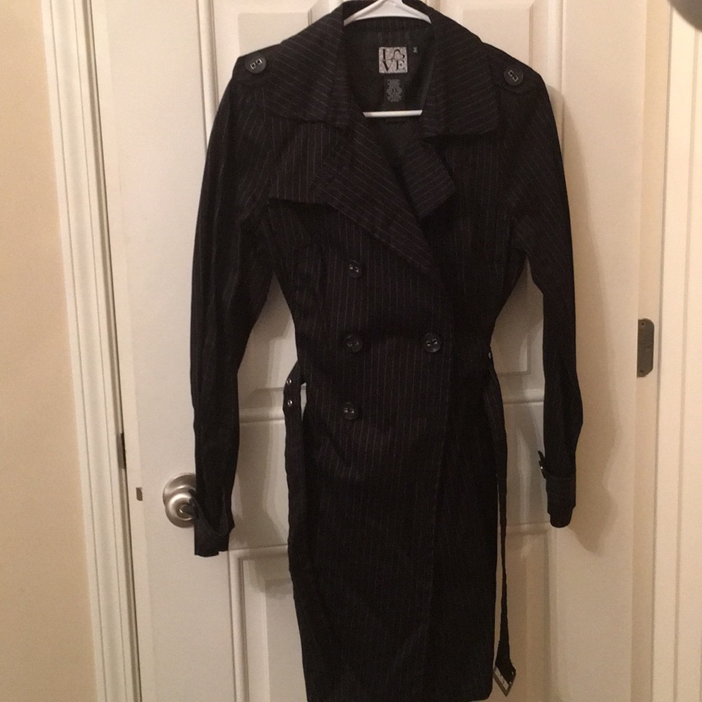 Never worn pin striped trench coat